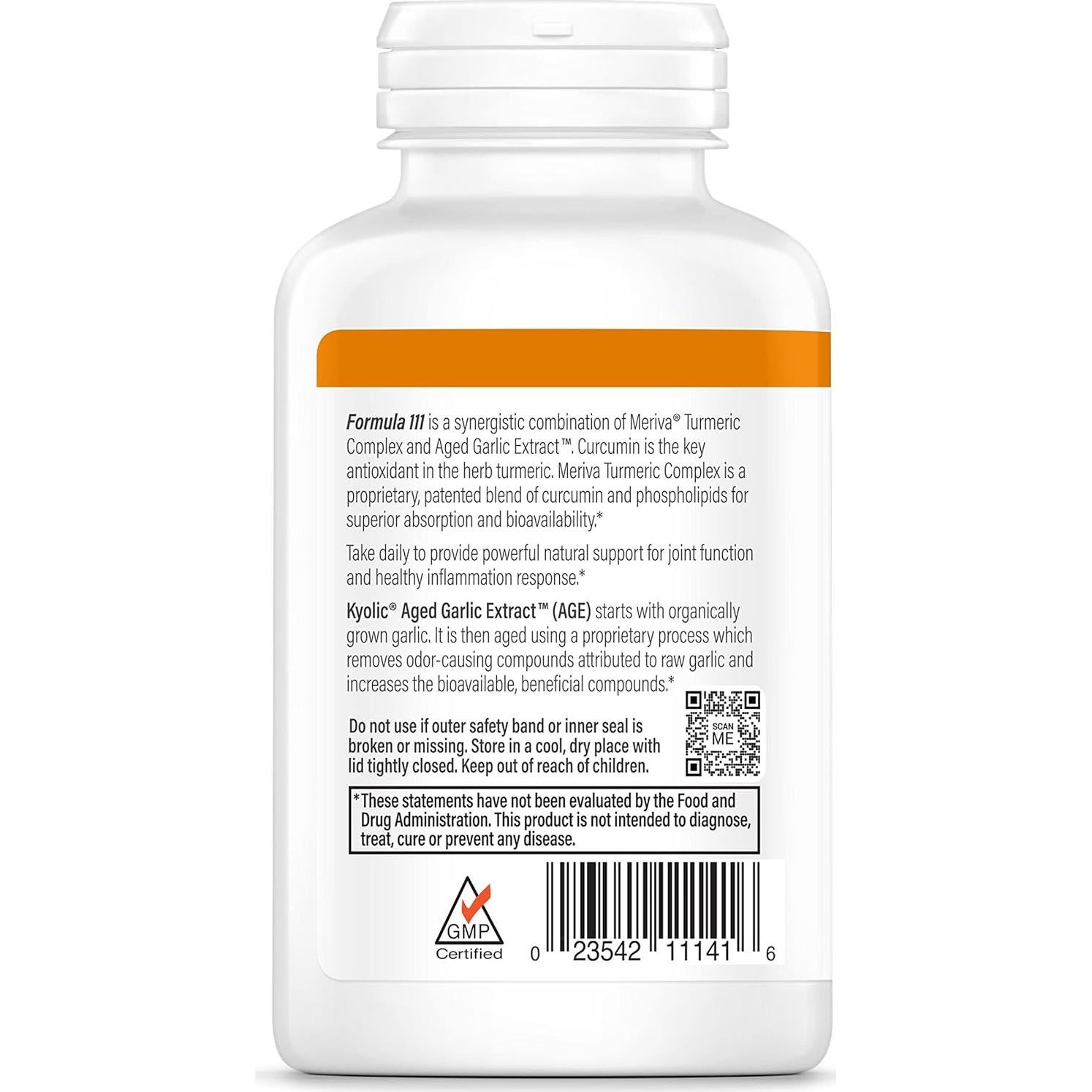 Extracto de Ajo Envejecido Kyolic 111 con Curcumina - 100 Cápsulas