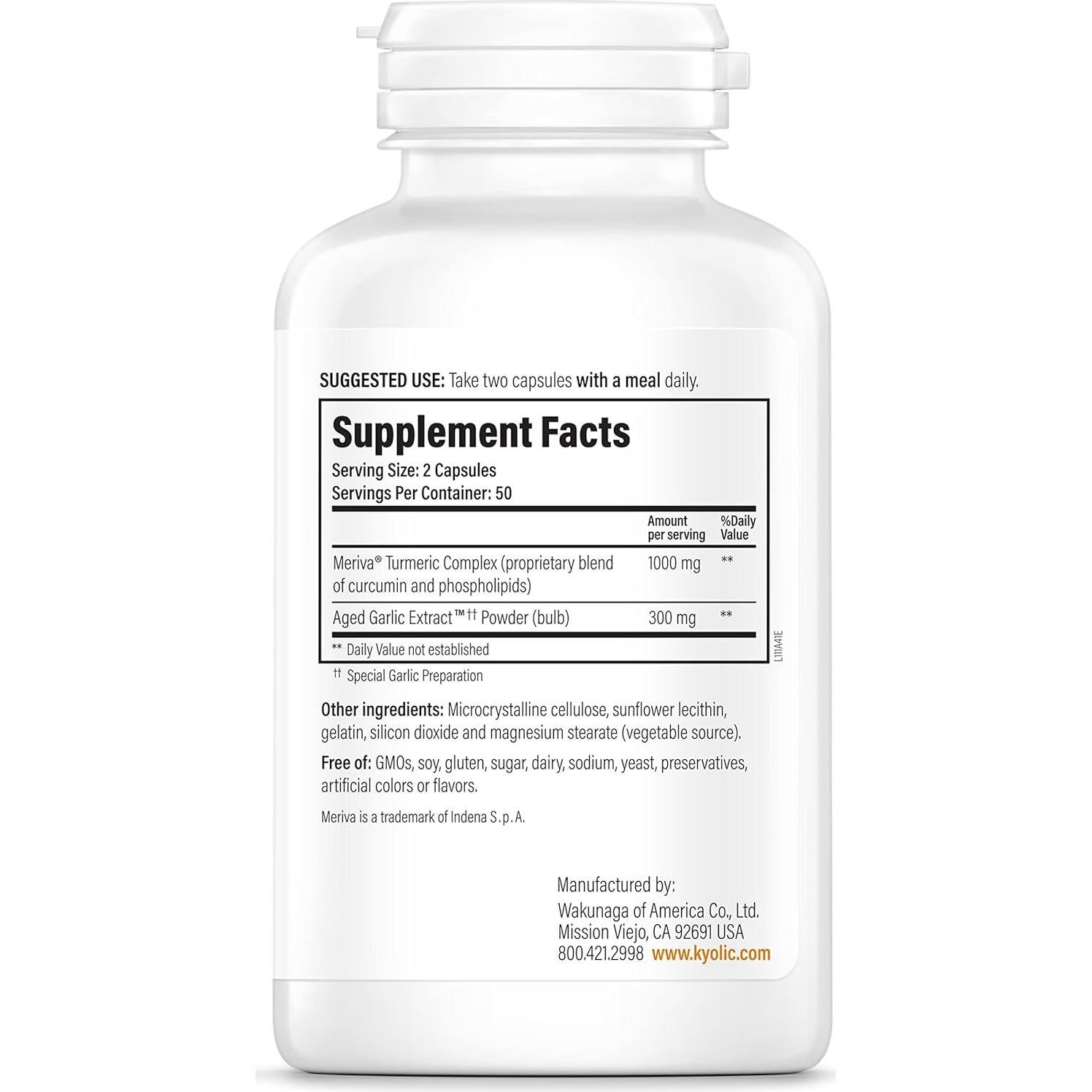 Extracto de Ajo Envejecido Kyolic 111 con Curcumina - 100 Cápsulas