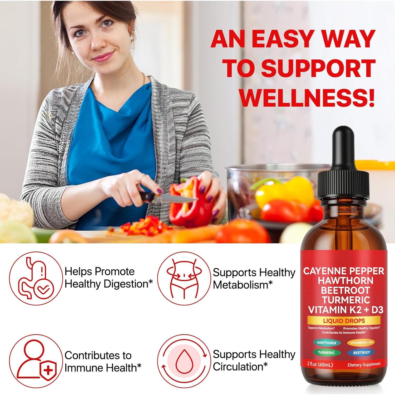 Gotas Líquidas de Pimienta de Cayena Ruduwu 60ml Suplemento Natural