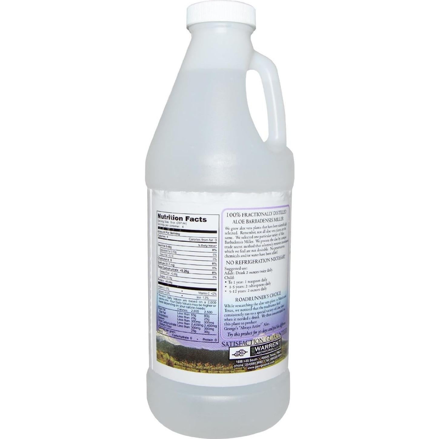 Jugo de Aloe Vera 100% George 0.94L - Natural y Compostable
