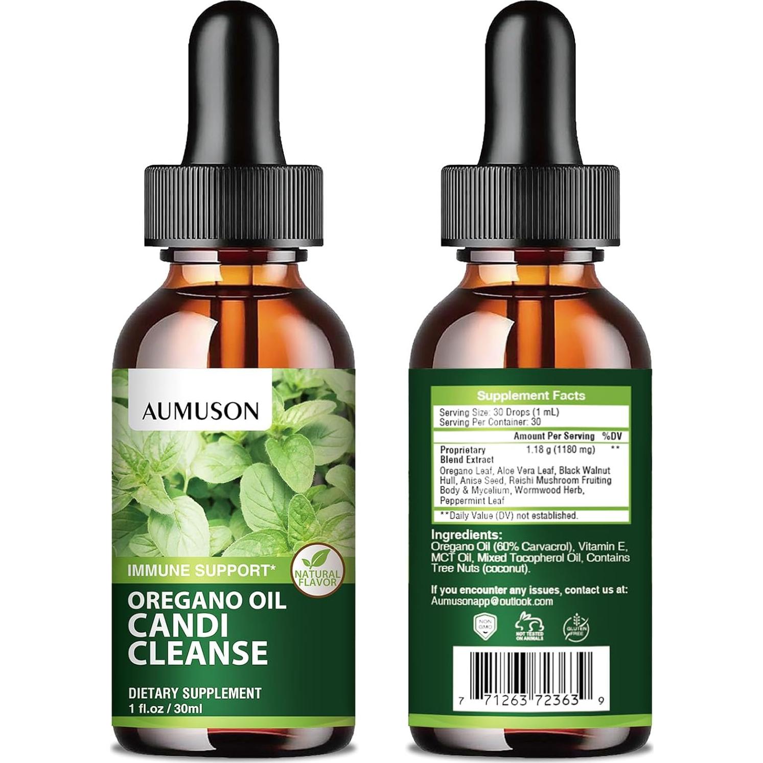 Candi Cleanse Detox AUMUSON - Gotas de Aceite de Orégano 82g
