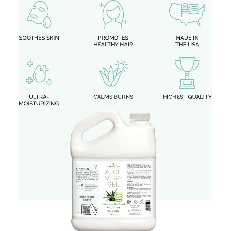 Gel de Aloe Vera Orgánico KinRose 1.89 L - Piel y Cabello
