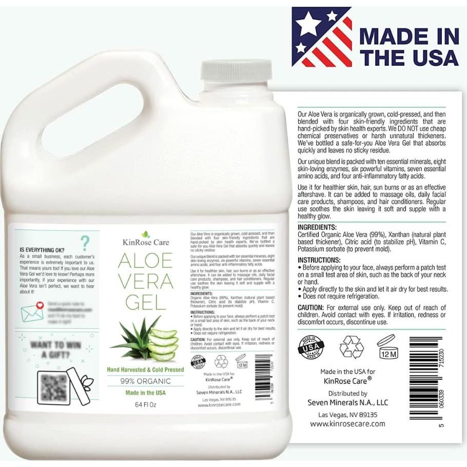 Gel de Aloe Vera Orgánico KinRose 1.89 L - Piel y Cabello