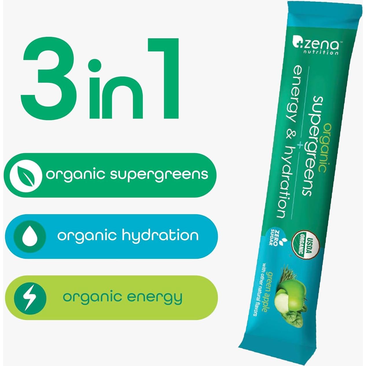 Zena Nutrition Super Verdes Orgánicos 40 Paquetes 70+ Superalimentos