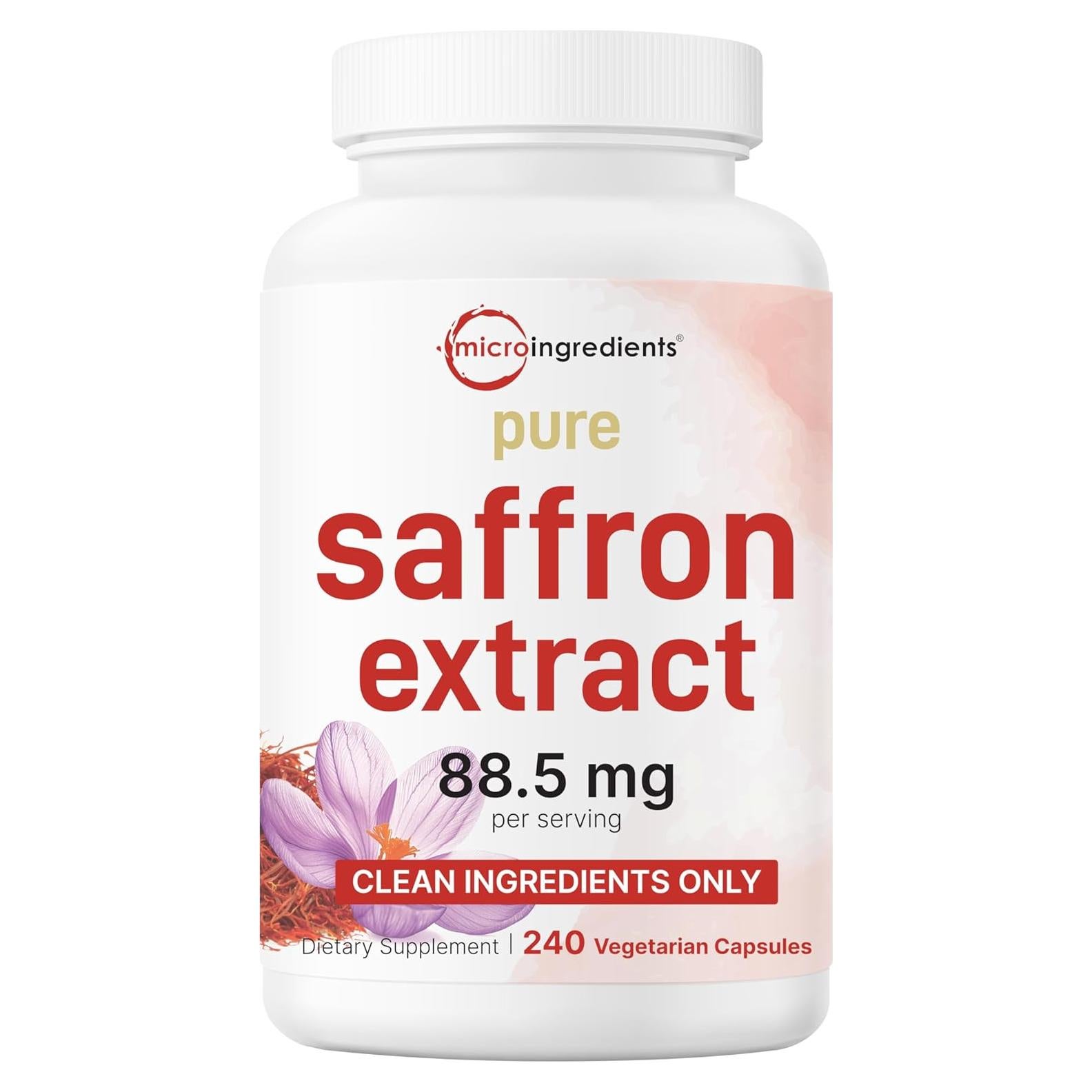 Extracto de Azafrán Puro Micro Ingredients 240 Cápsulas Veganas