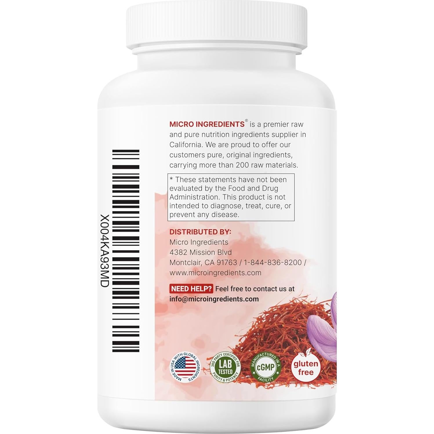 Extracto de Azafrán Puro Micro Ingredients 240 Cápsulas Veganas