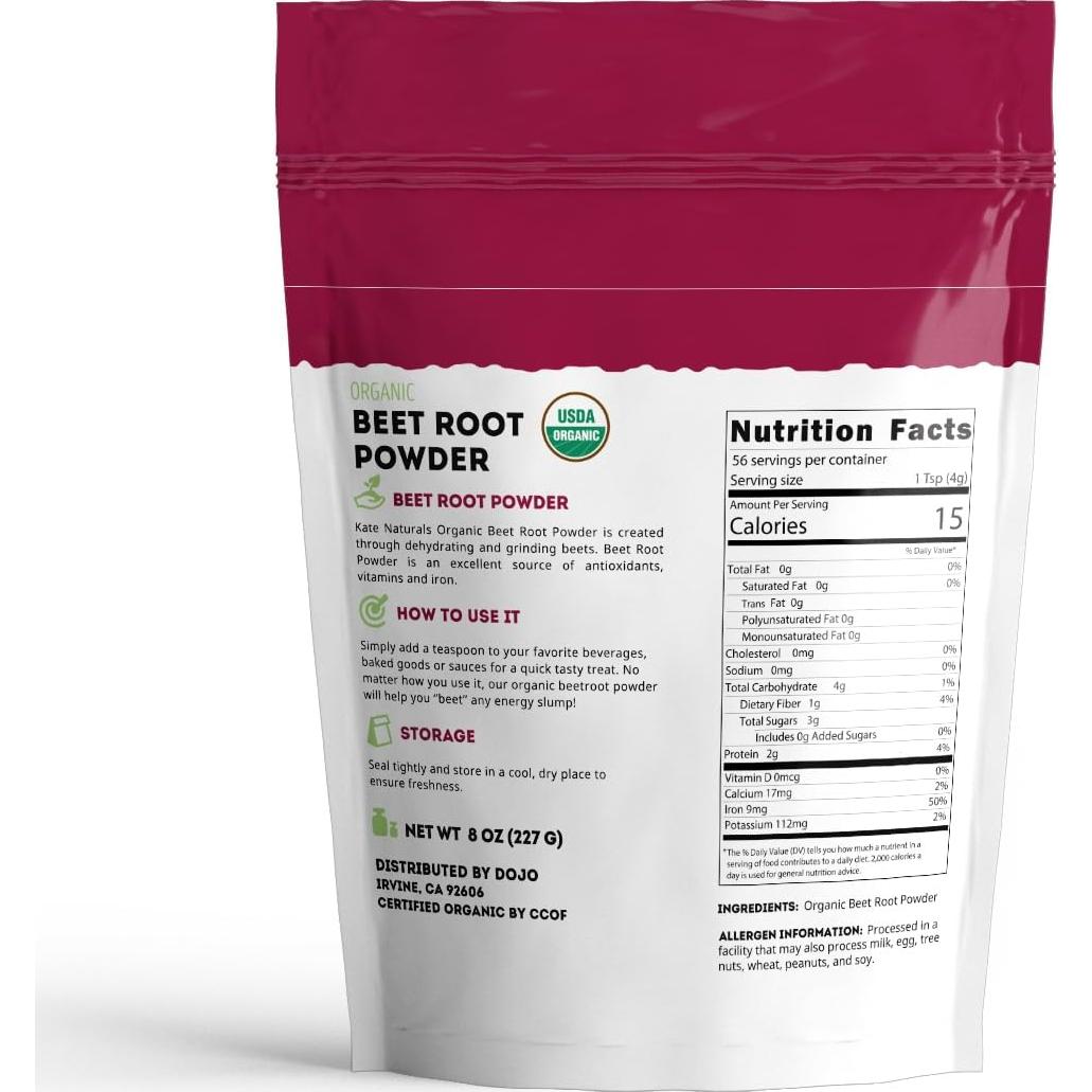 Paquete de Polvo de Espirulina y Remolacha Orgánica Kate Naturals 2x226g