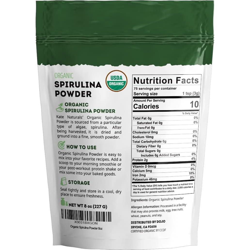 Paquete de Polvo de Espirulina y Remolacha Orgánica Kate Naturals 2x226g