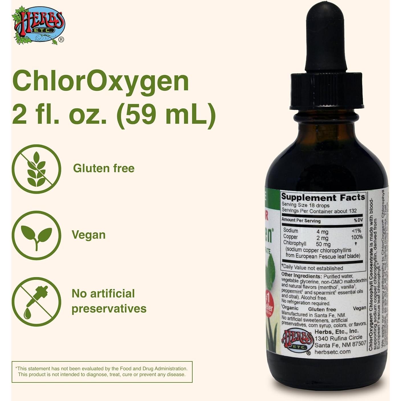 Concentrado de Clorofila ChlorOxygen Herbs Etc. 60 ml