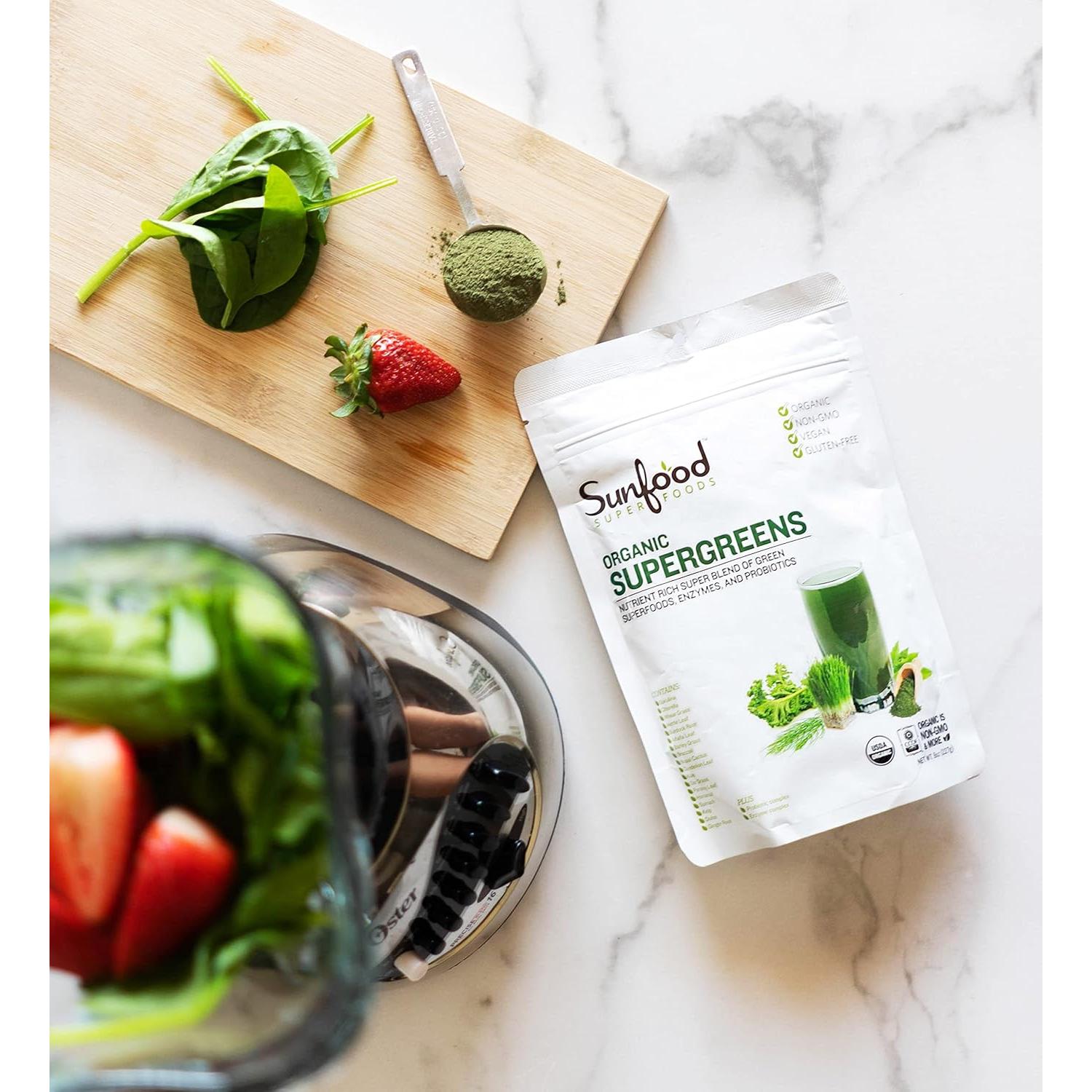 Polvo de Superalimento Verde Sunfood Supergreens 227 g
