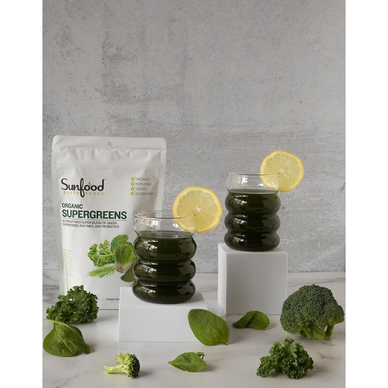 Polvo de Superalimento Verde Sunfood Supergreens 227 g