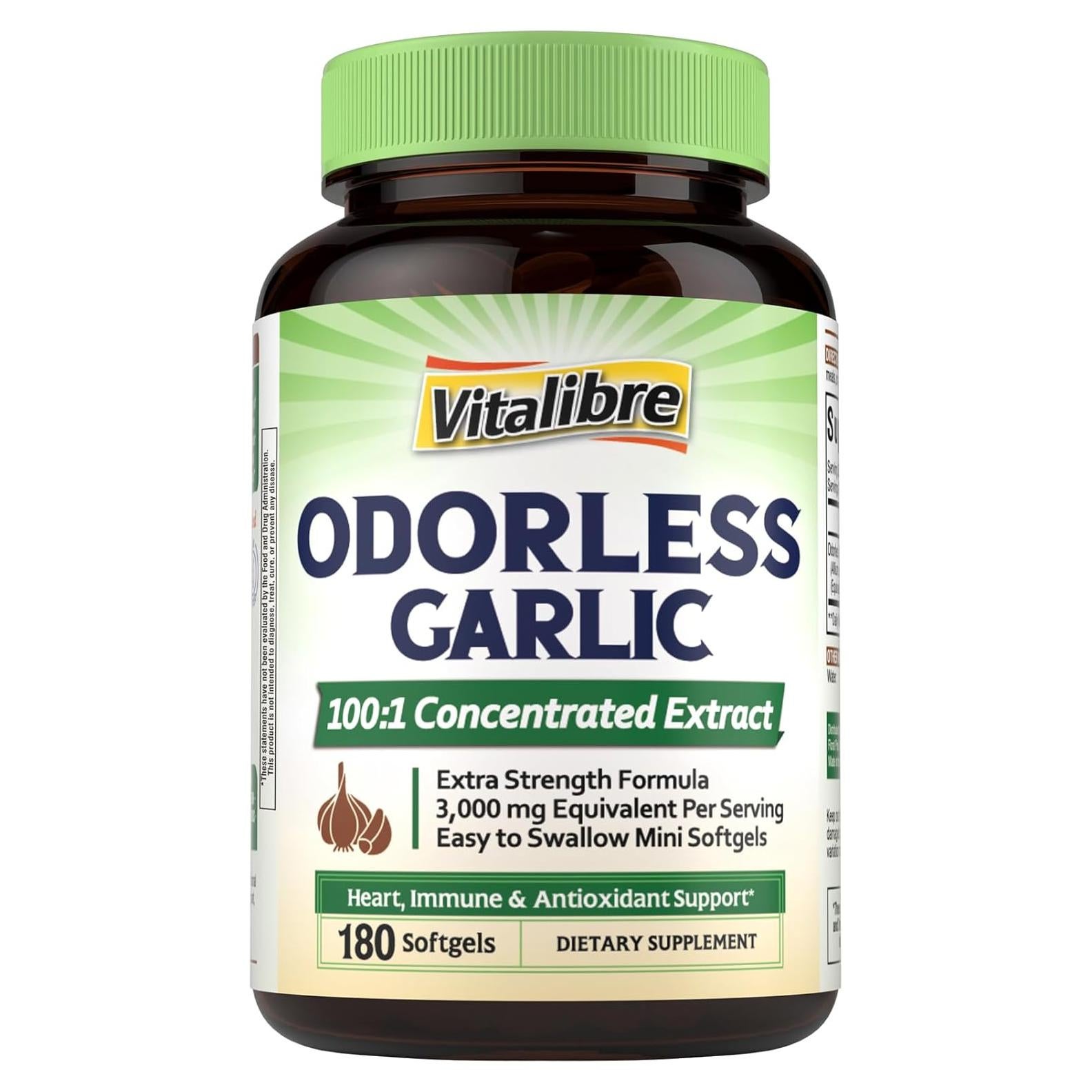 Suplemento de Ajo Sin Olor Vitalibre 180 Softgels 3000mg