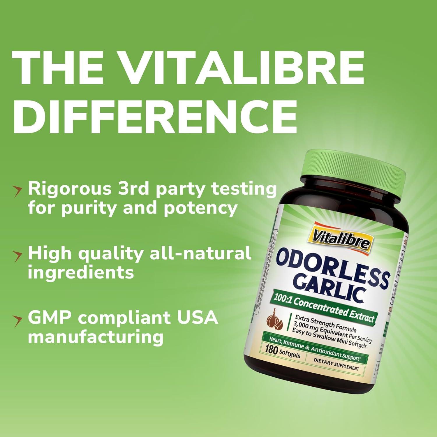 Suplemento de Ajo Sin Olor Vitalibre 180 Softgels 3000mg