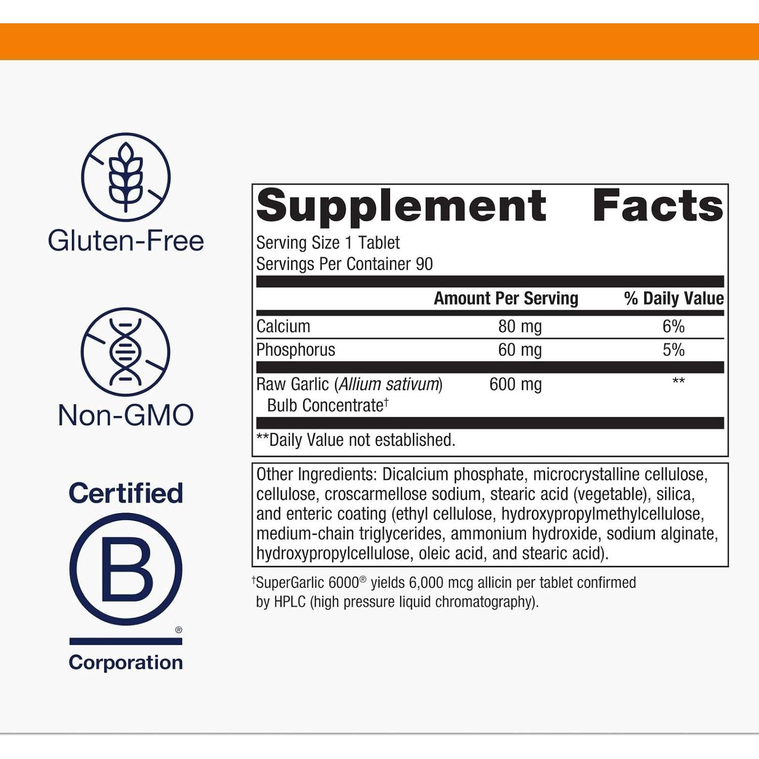Metagenics SuperAjo 6000 - Suplemento de Ajo Sin Olor 90 Tabletas