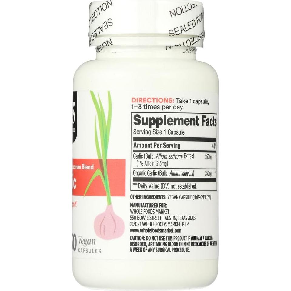 Suplemento Dietético de Ajo 365 Whole Foods 60 Cápsulas Veganas