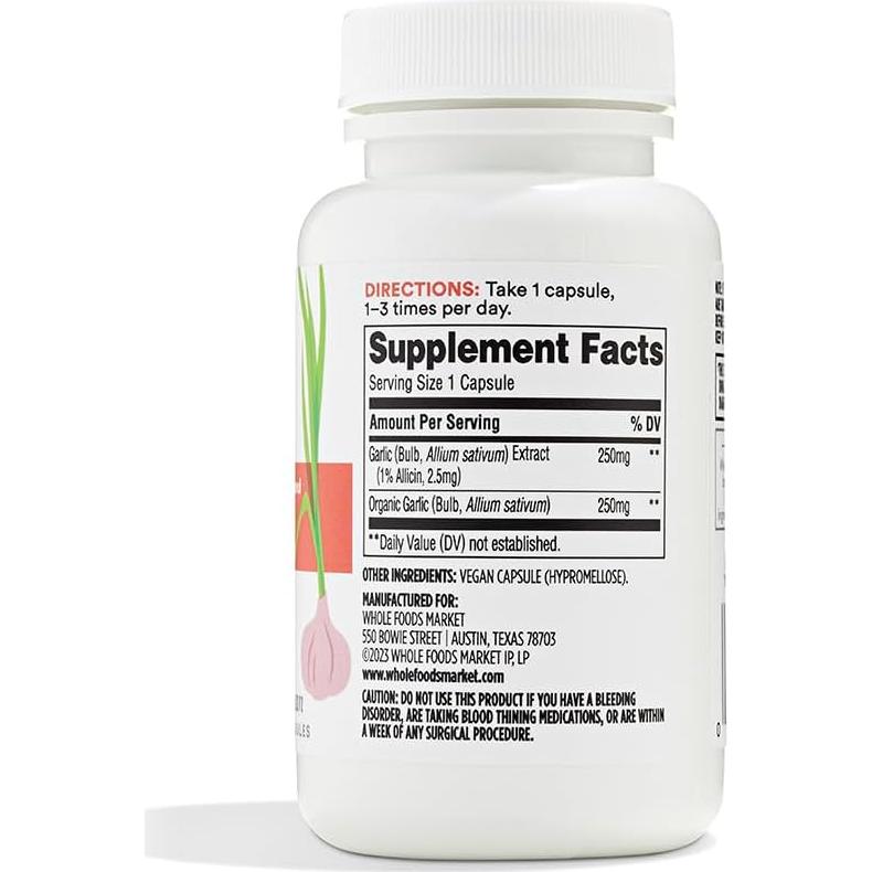 Suplemento Dietético de Ajo 365 Whole Foods 60 Cápsulas Veganas