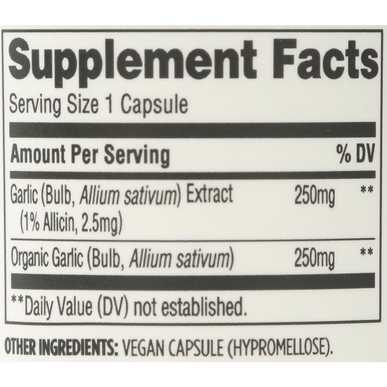 Suplemento Dietético de Ajo 365 Whole Foods 60 Cápsulas Veganas