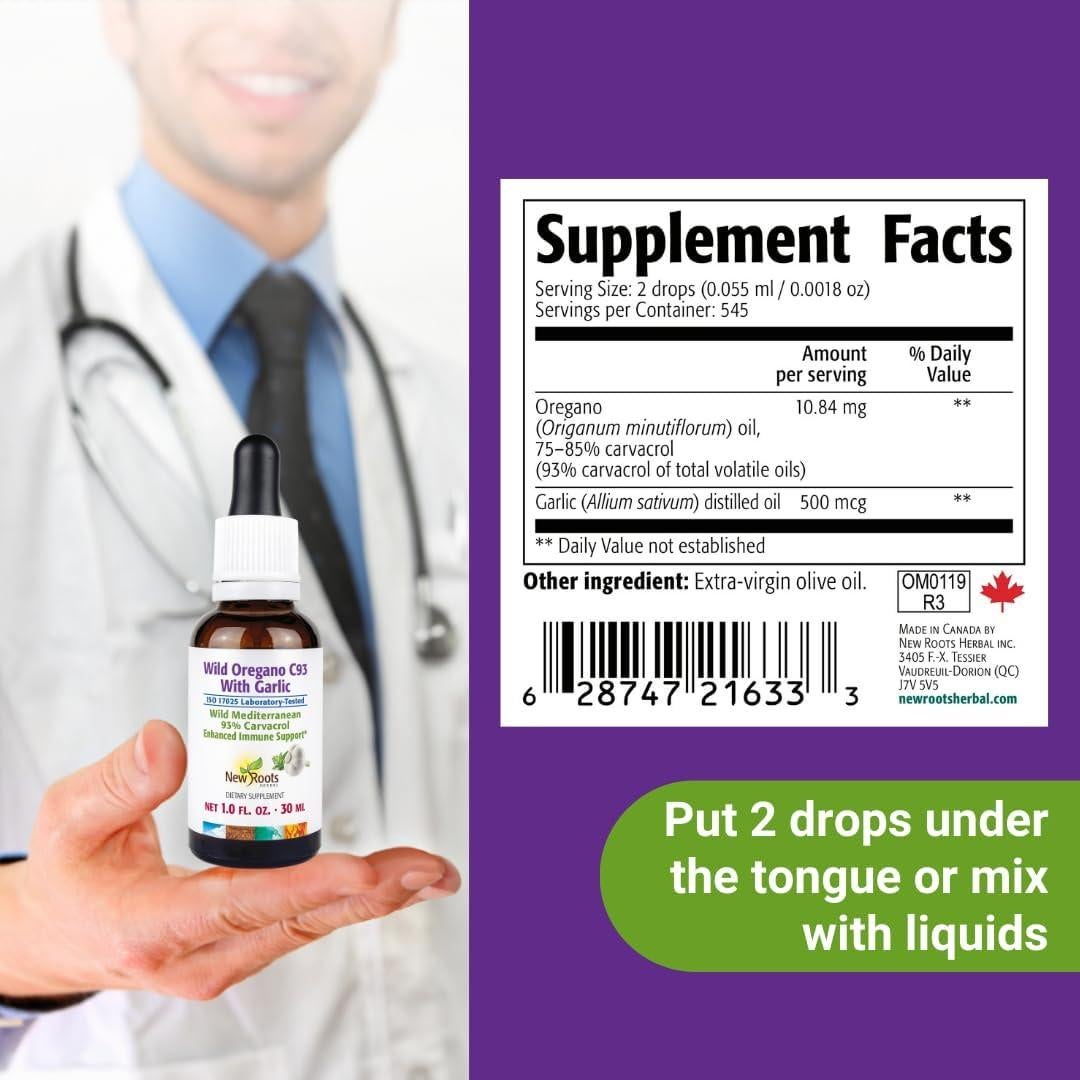 Aceite de Orégano Silvestre con Ajo New Roots 30ml - Inmunidad