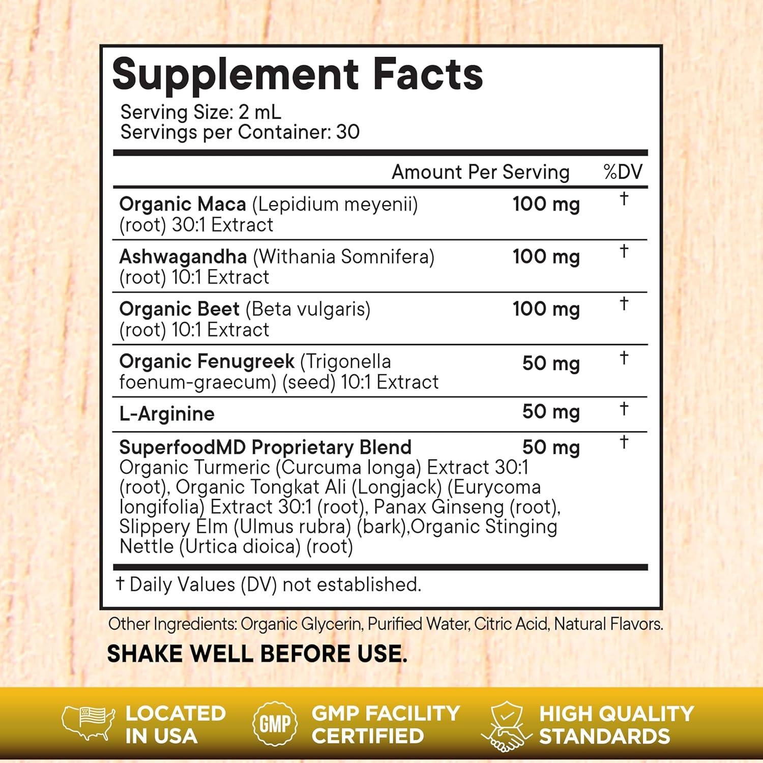 Gotas Líquidas de Raíz de Maca Superfood MD 118.3 ml