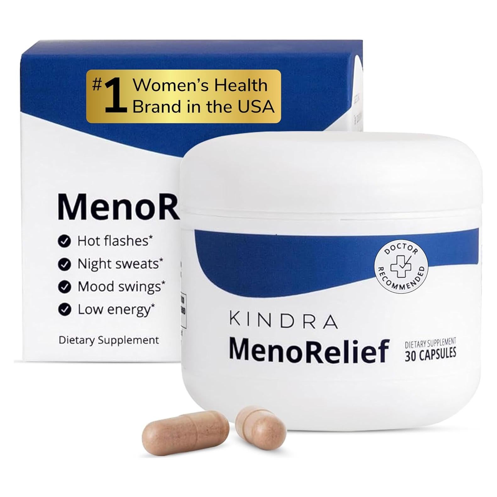 Suplemento Kindra MenoRelief 30 Cápsulas - Alivio Menopausia