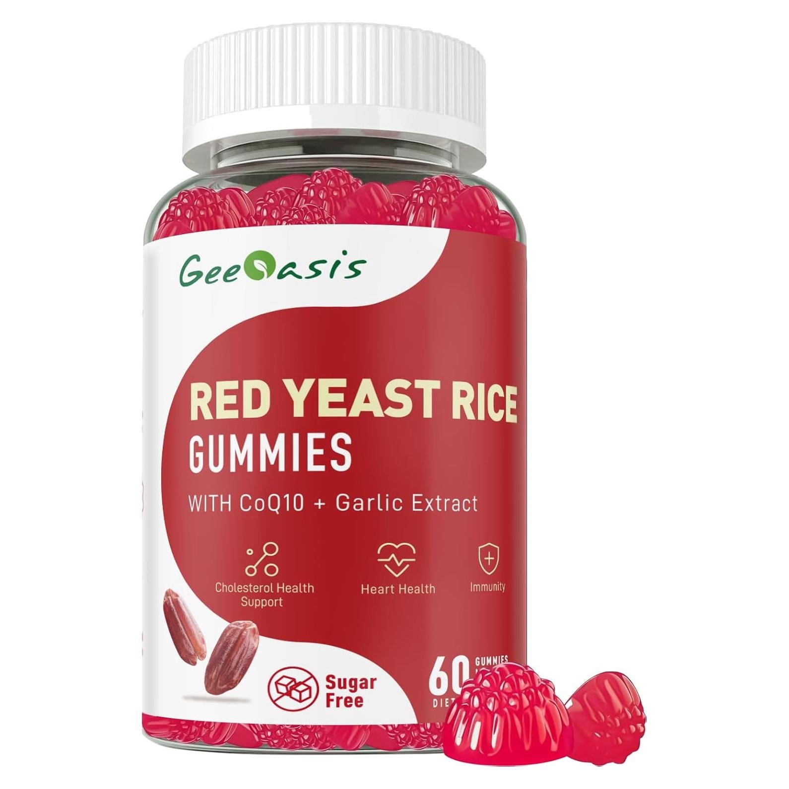Gomas de Arroz de Levadura Roja Geeoasis 60 Ct - Sin Azúcar