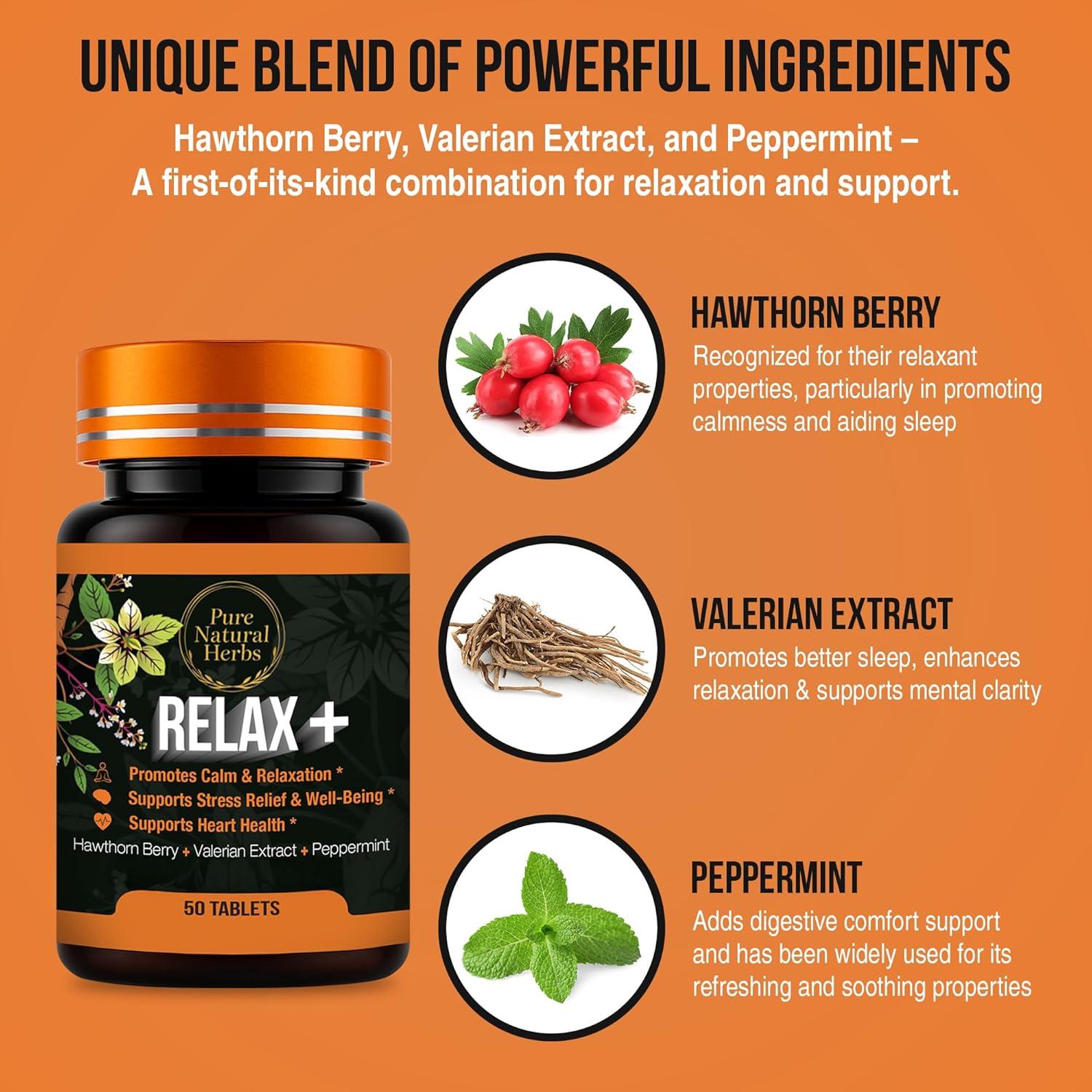 Tabletas Calmantes de Valeriana y Espino Pure Natural 50 Unidades