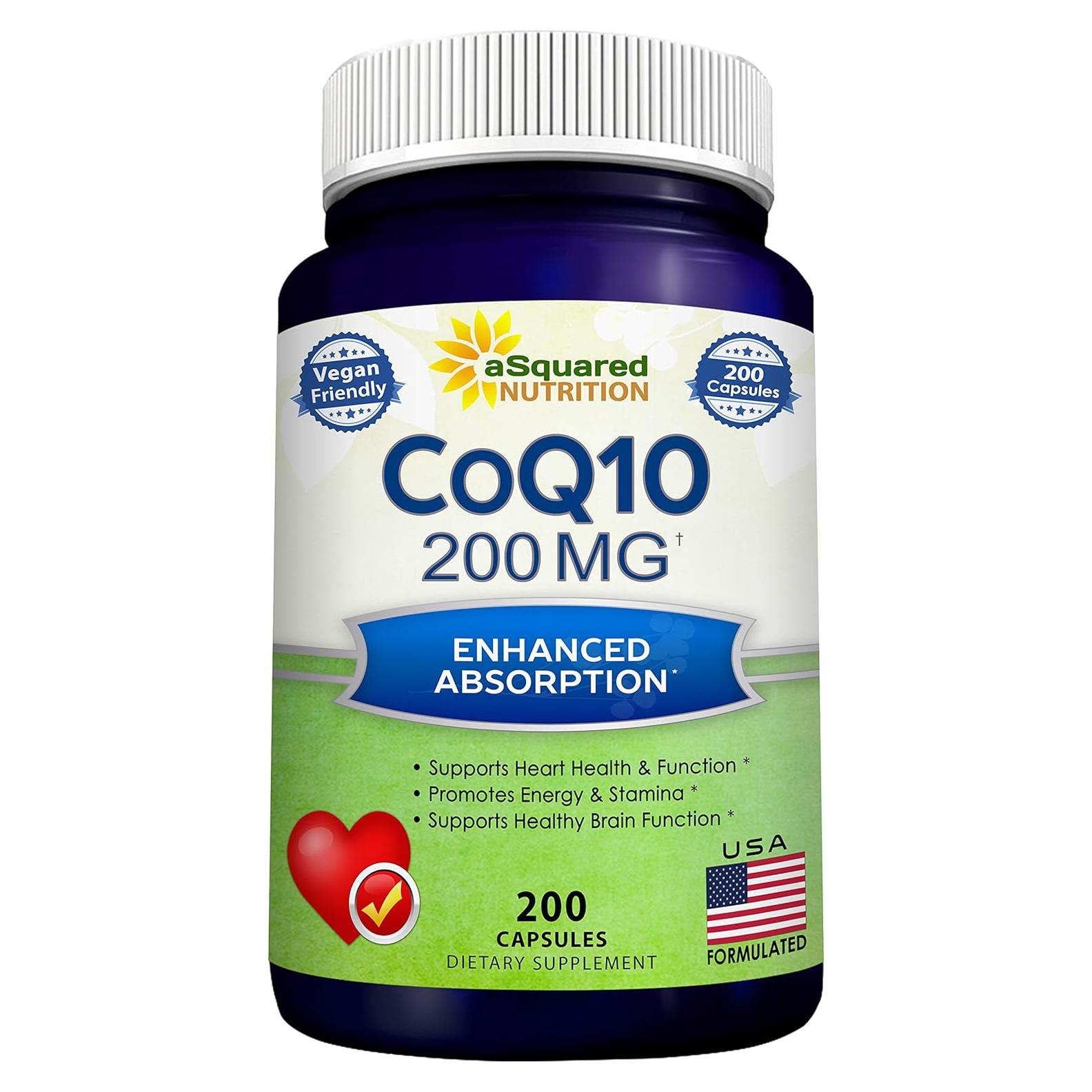 Suplemento CoQ10 aSquared Nutrition 200mg 200 Cápsulas Veganas