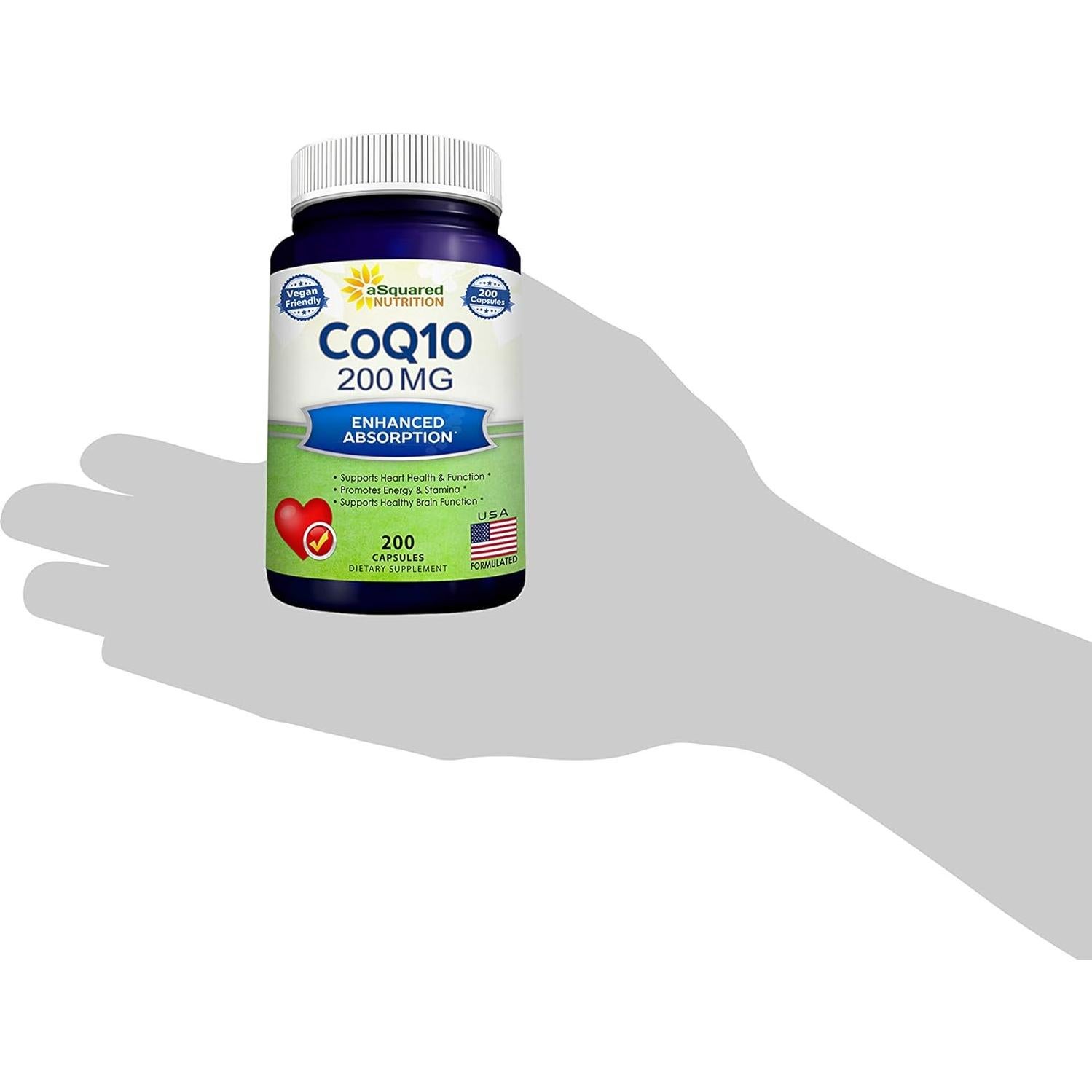 Suplemento CoQ10 aSquared Nutrition 200mg 200 Cápsulas Veganas