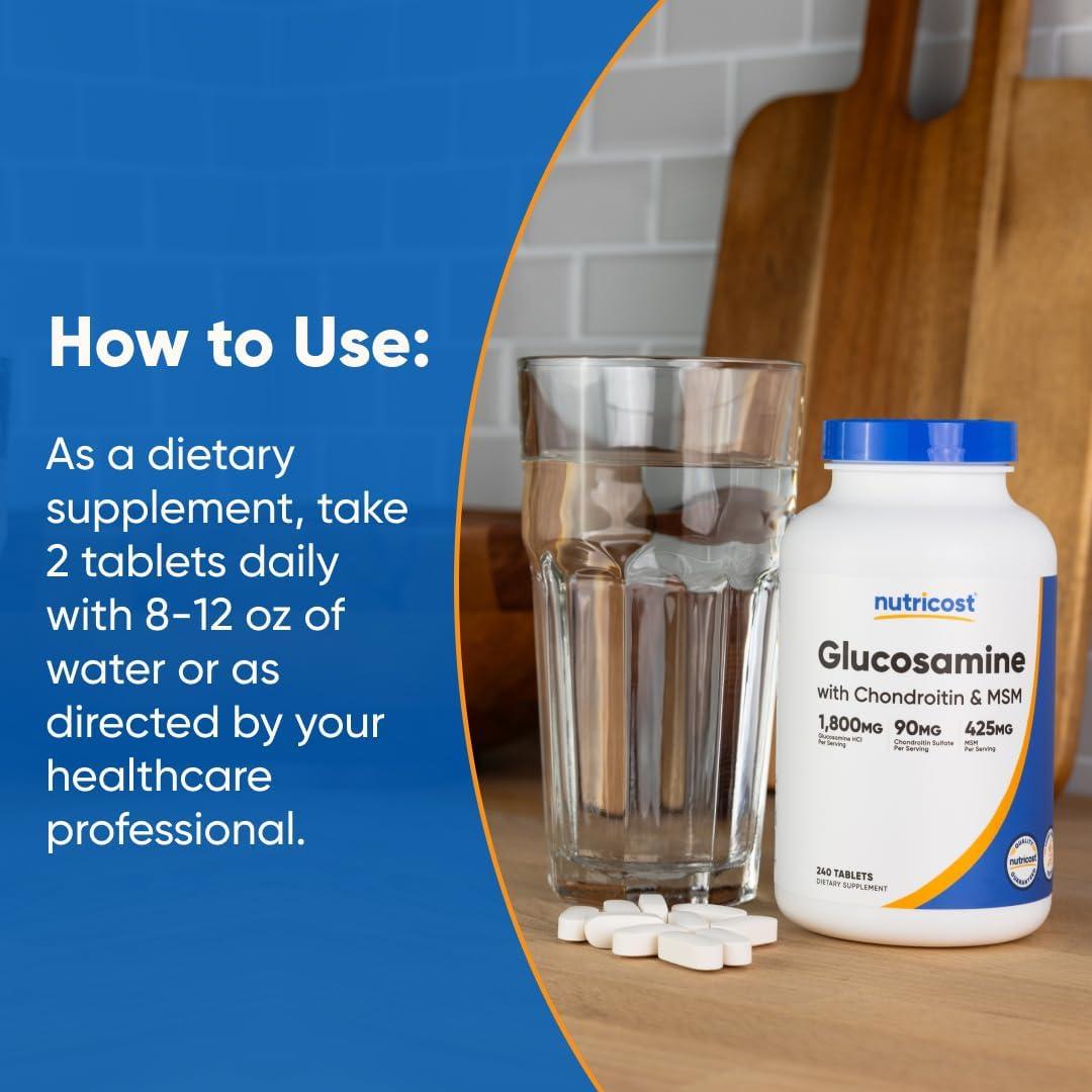 Nutricost Glucosamina 1800mg con Condroitina y MSM 240 Tabletas