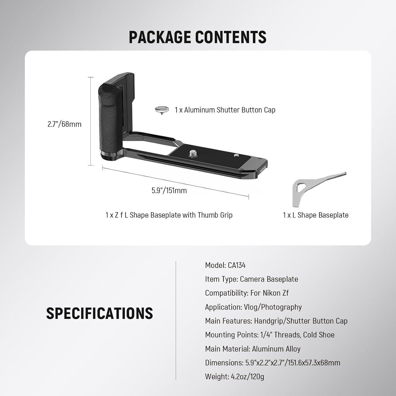 Mango en L NEEWER CA134 para Cámara Nikon Zf con Botón