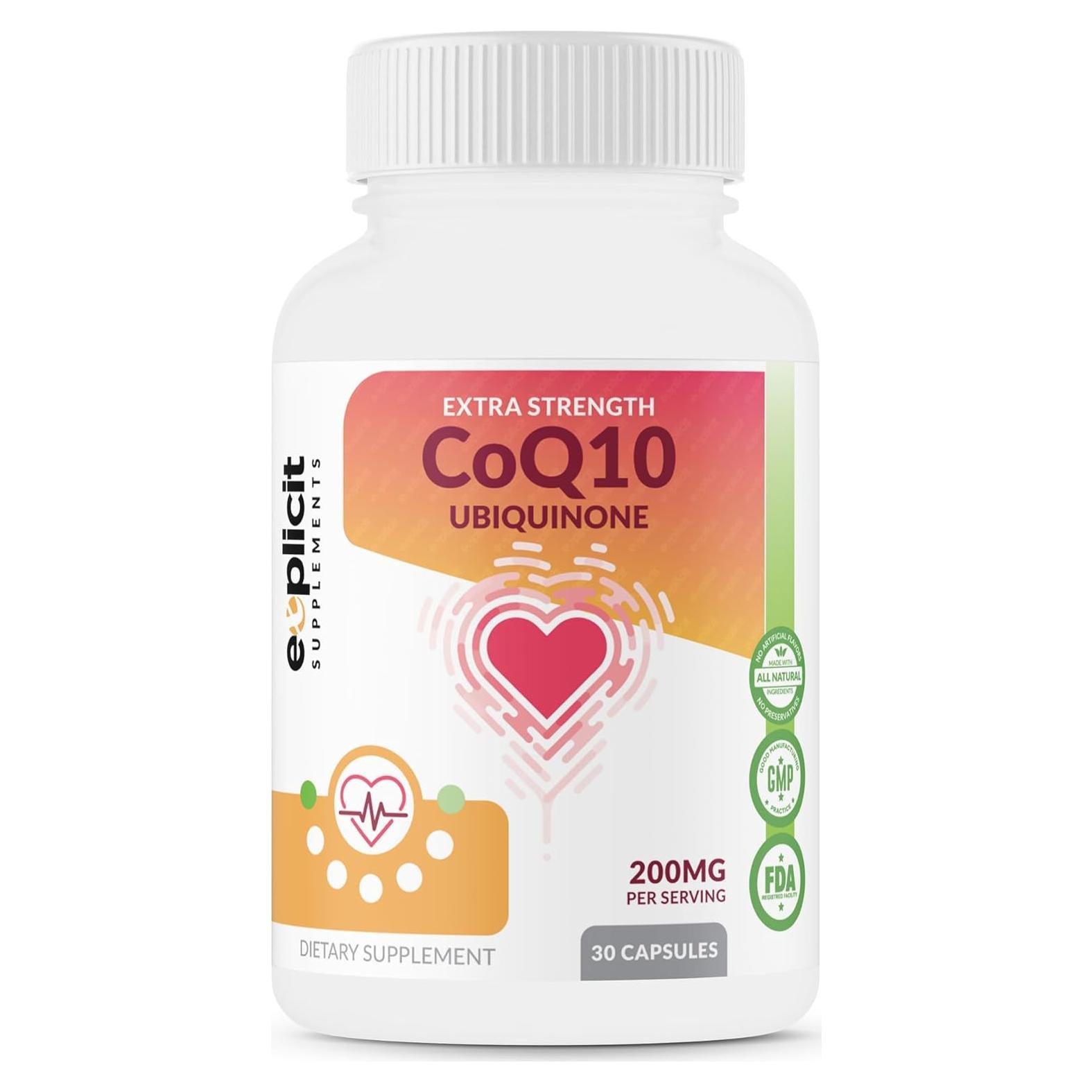 Suplemento CoQ10 200mg eXplicit - Salud del Corazón - 1 Mes