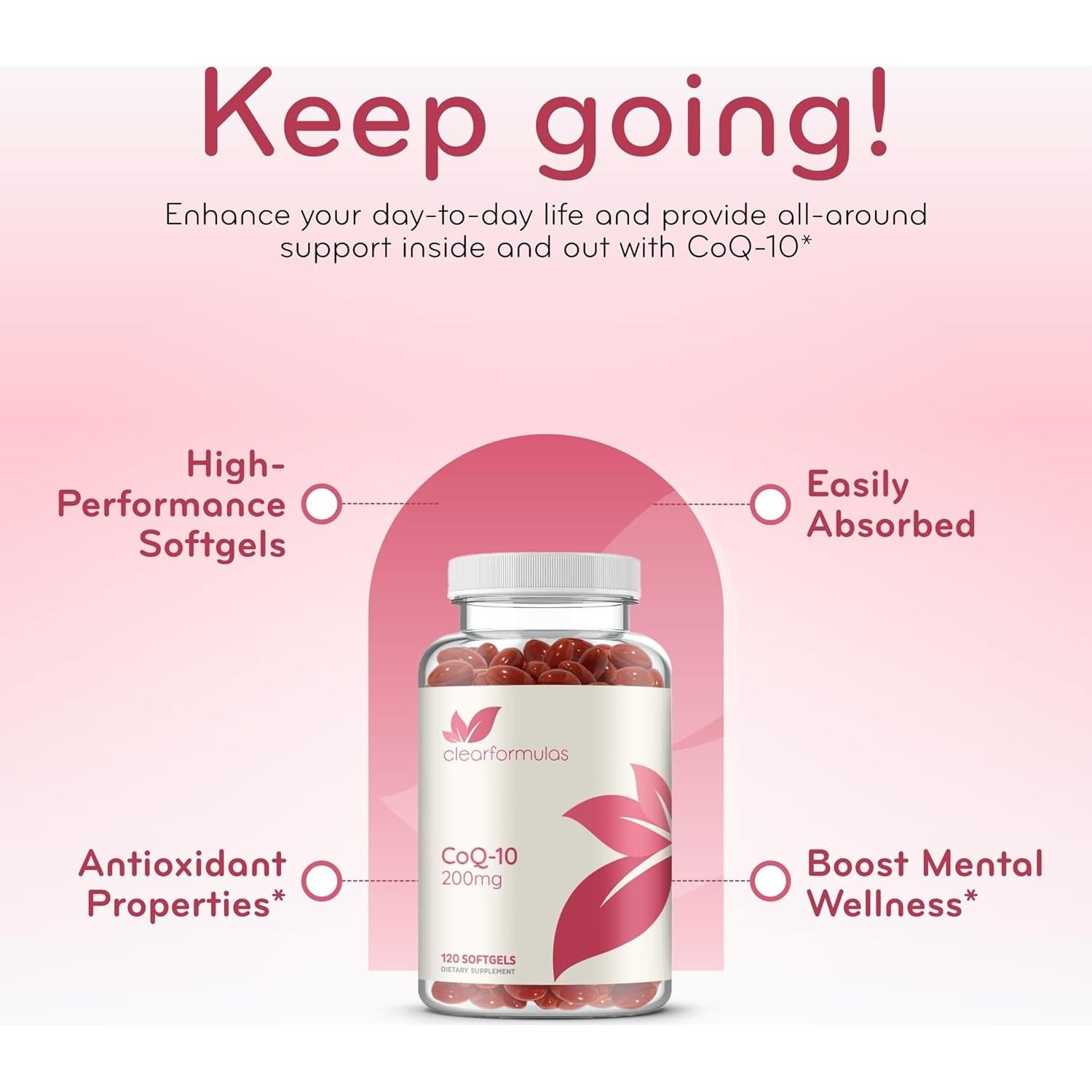 CoQ10 200mg ClearFormulas - Antioxidante para Corazón y Energía