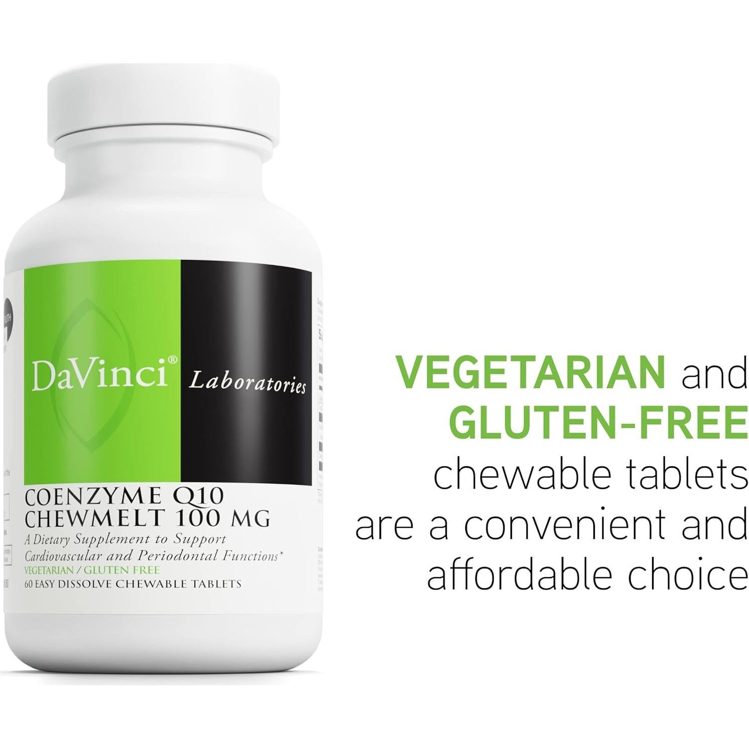 Suplemento Coenzima Q10 100mg DaVinci - 60 tabletas masticables