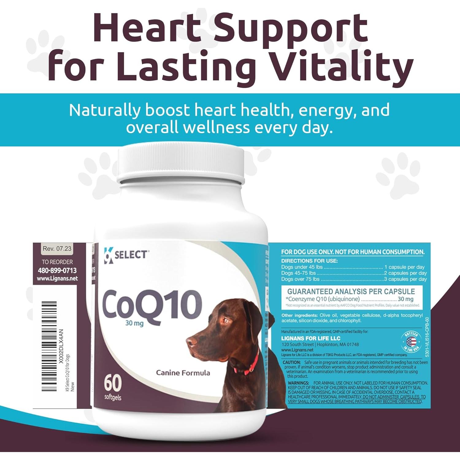 Suplemento K9 Select CoQ10 para Perros 30mg - 90 Geles Blandos