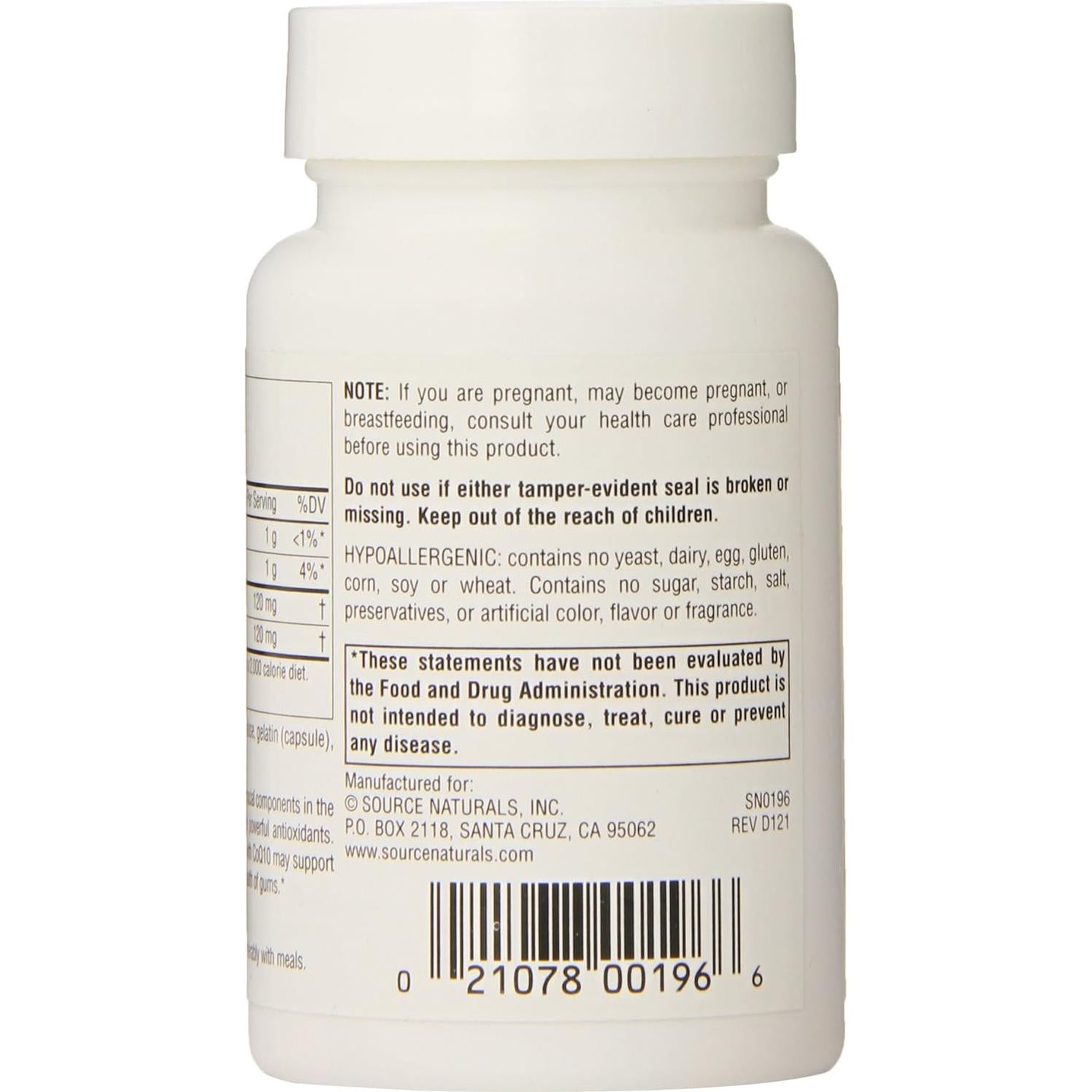 Coenzima Q10 30mg Source Naturals - 60 Cápsulas Antioxidantes