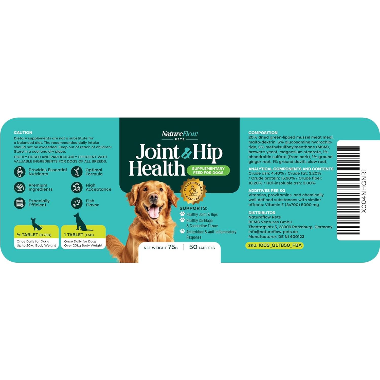 Suplemento Articular para Perros Poder de la Naturaleza 50ct