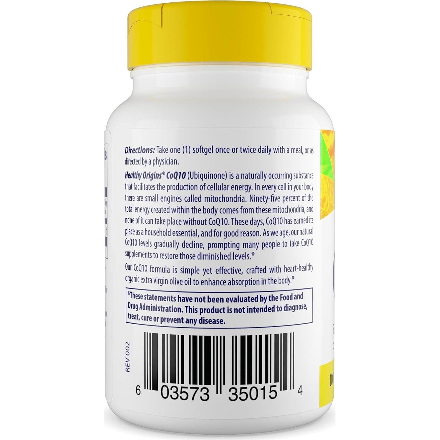 CoQ10 100 mg Healthy Origins - Ubiquinona Natural 30 Gelatinas