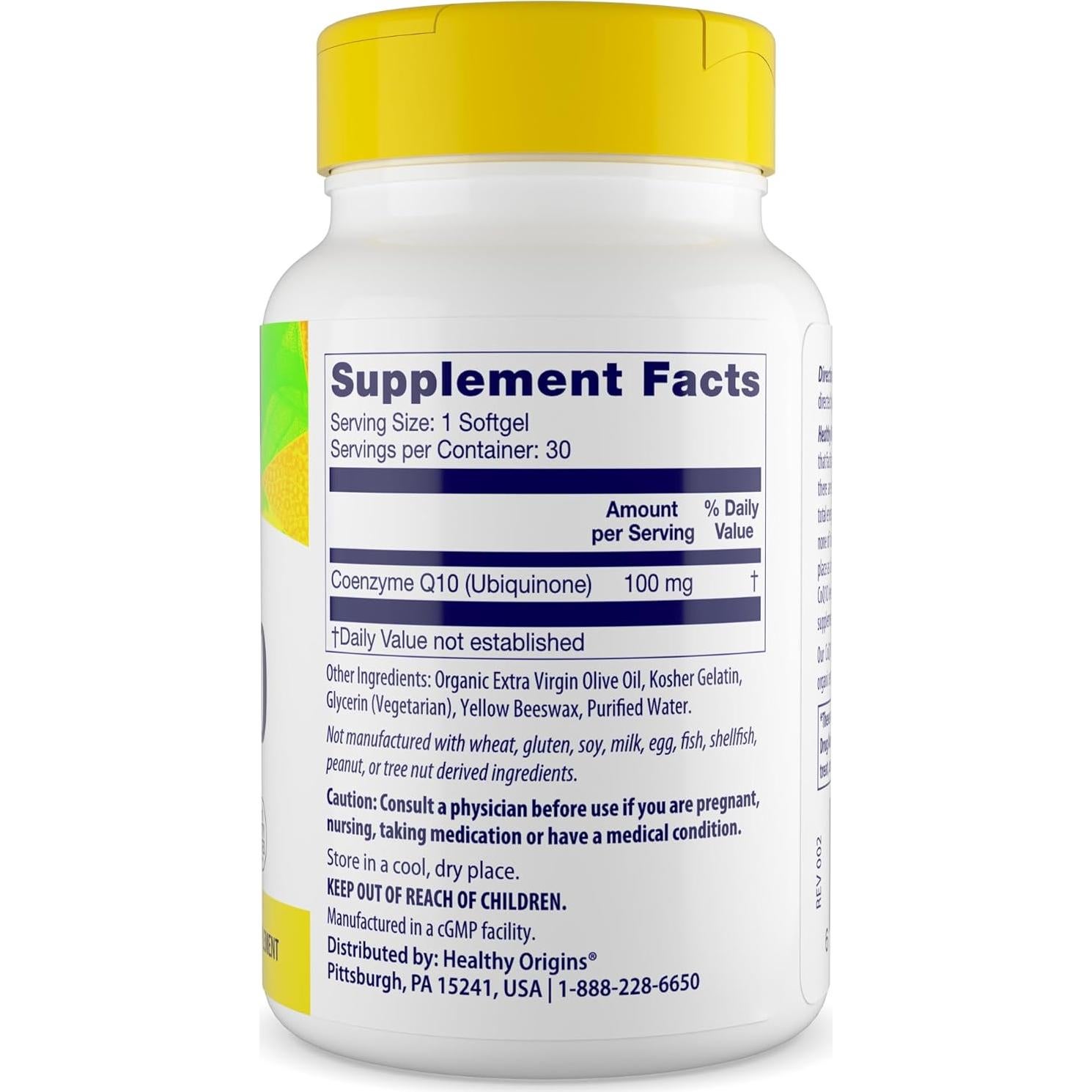 CoQ10 100 mg Healthy Origins - Ubiquinona Natural 30 Gelatinas