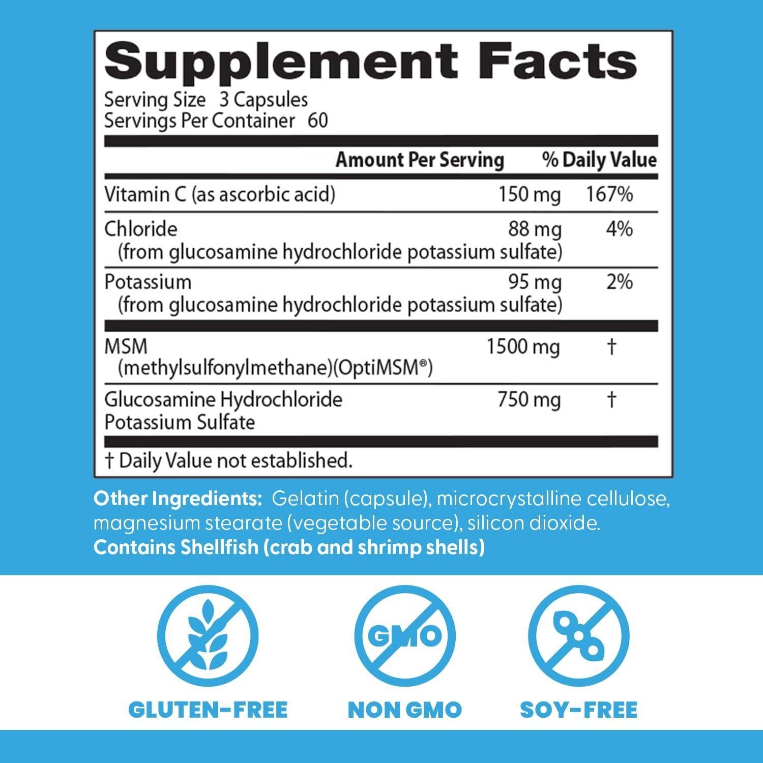 Glucosamina MSM Doctor's Best 180 Cápsulas Soporte Articular