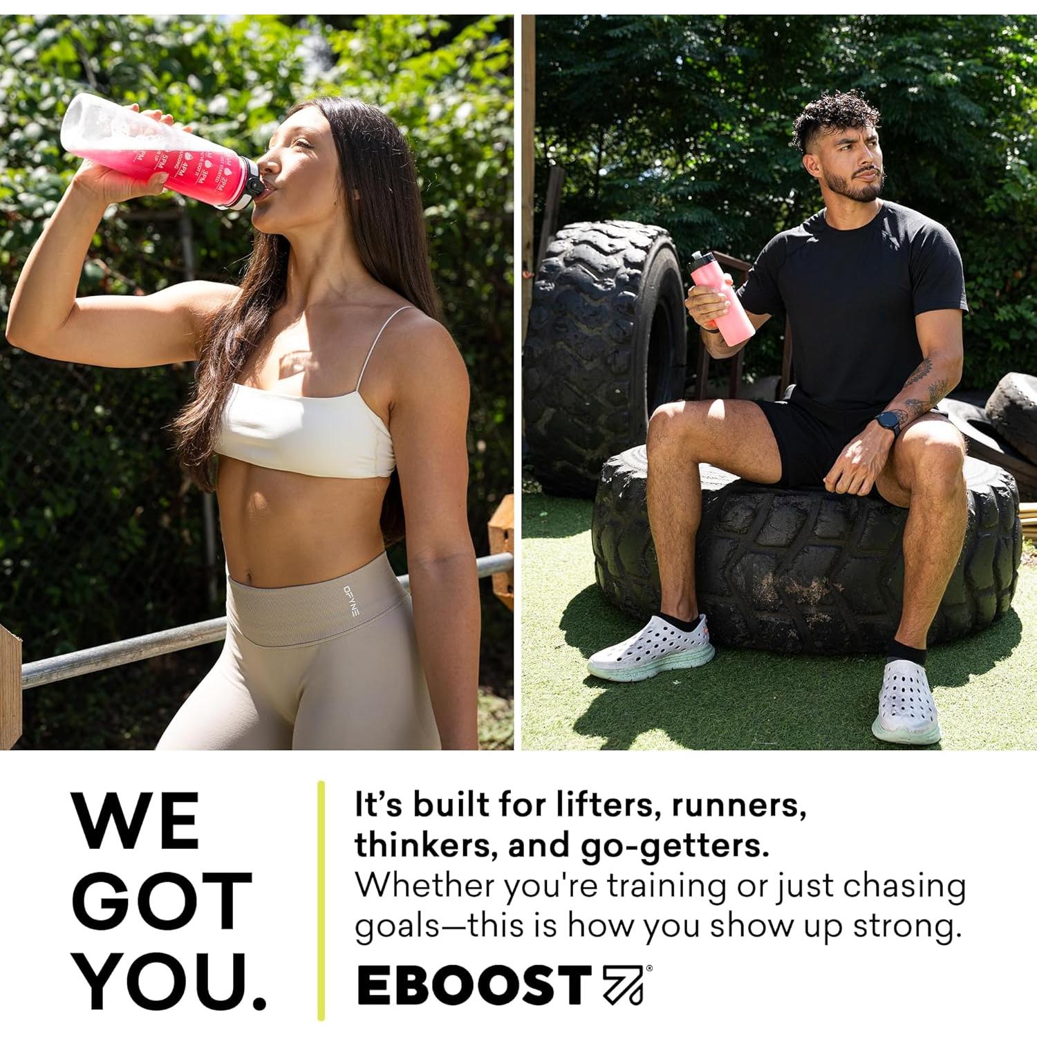 EBOOST POW Suplemento Pre Entrenamiento Frambuesa Azul 20 Porciones