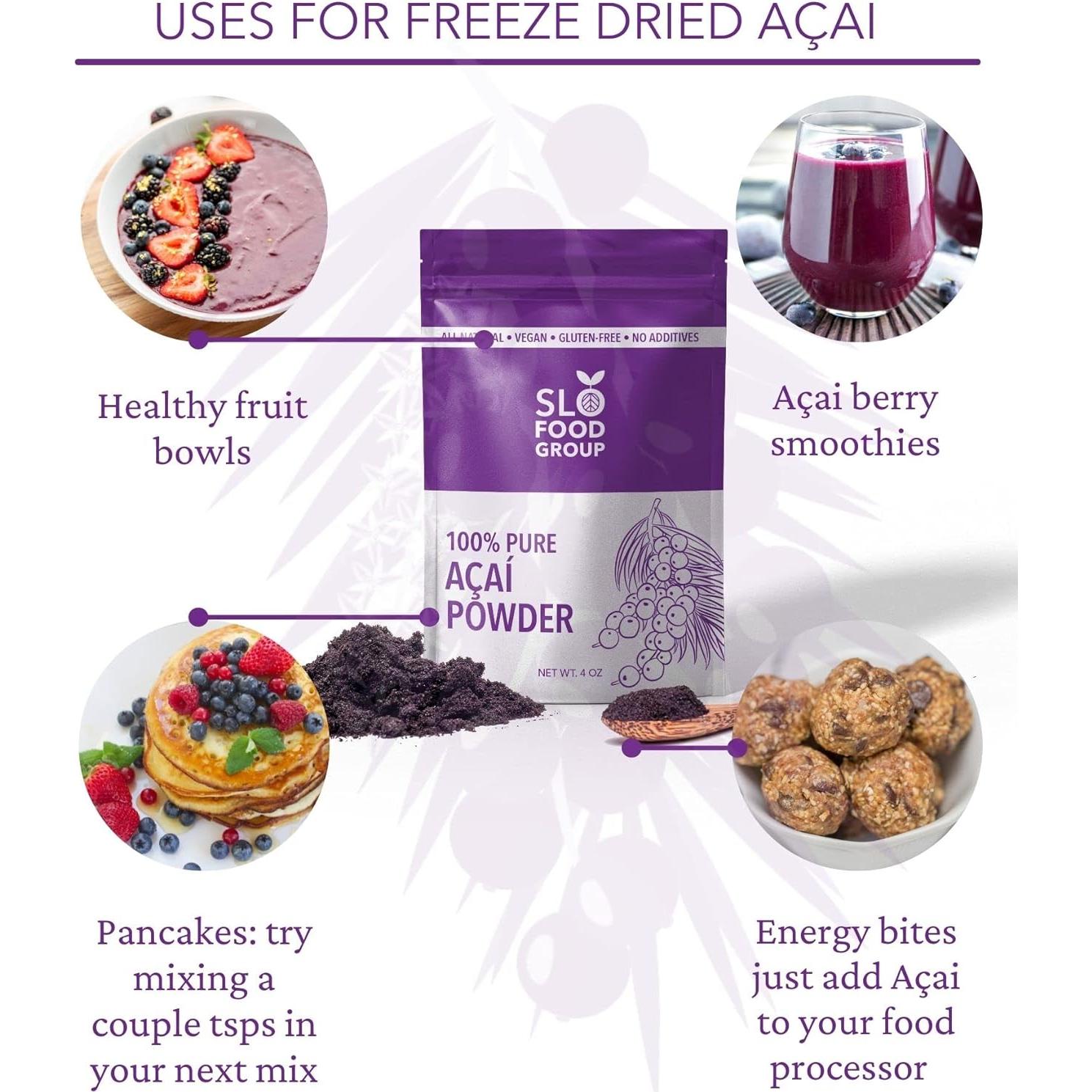 Polvo de Açaí Liofilizado Slofoodgroup 85 g - Superalimento Puro