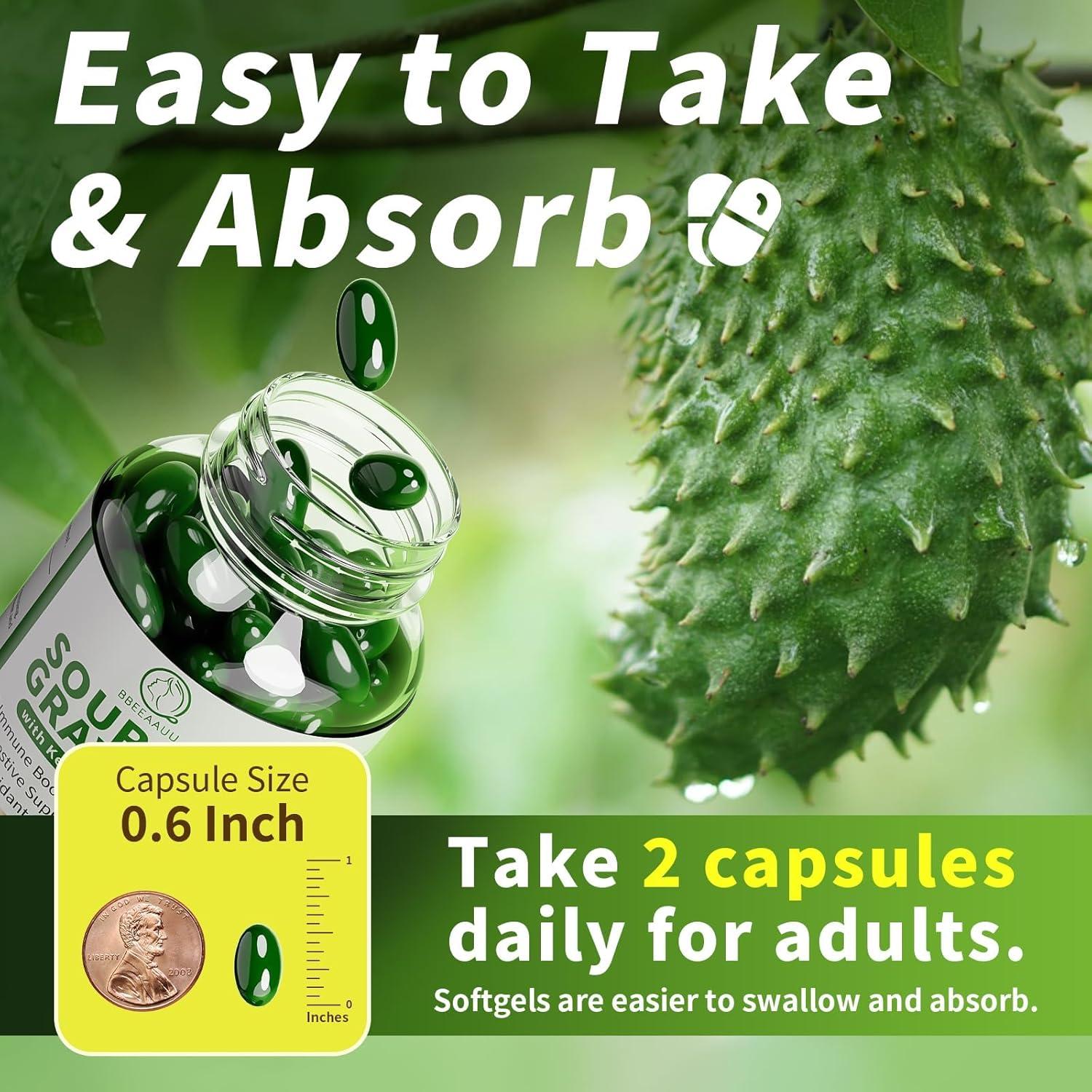 Cápsulas de Graviola Soursop BBEEAAUU 120 Unidades Antioxidantes