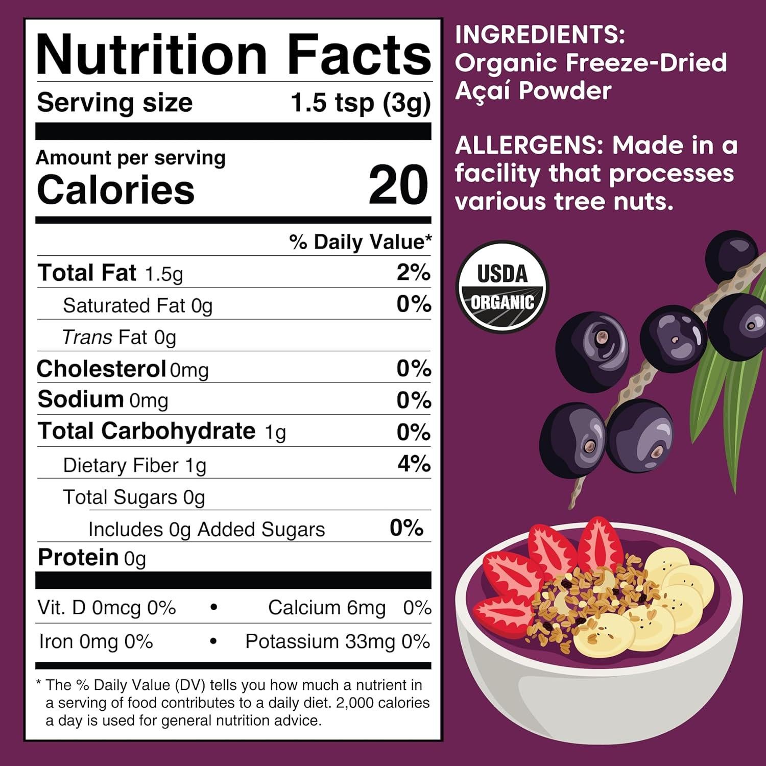 Polvo de Acai Orgánico Liofilizado Wilderness Poets 454g