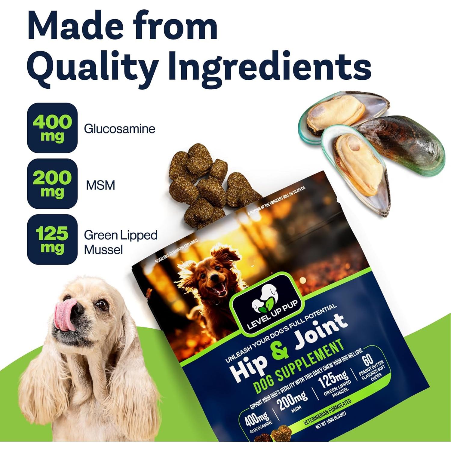 Suplemento Articular LVL Up Pup para Perros Mayores - Glucosamina y Condroitina