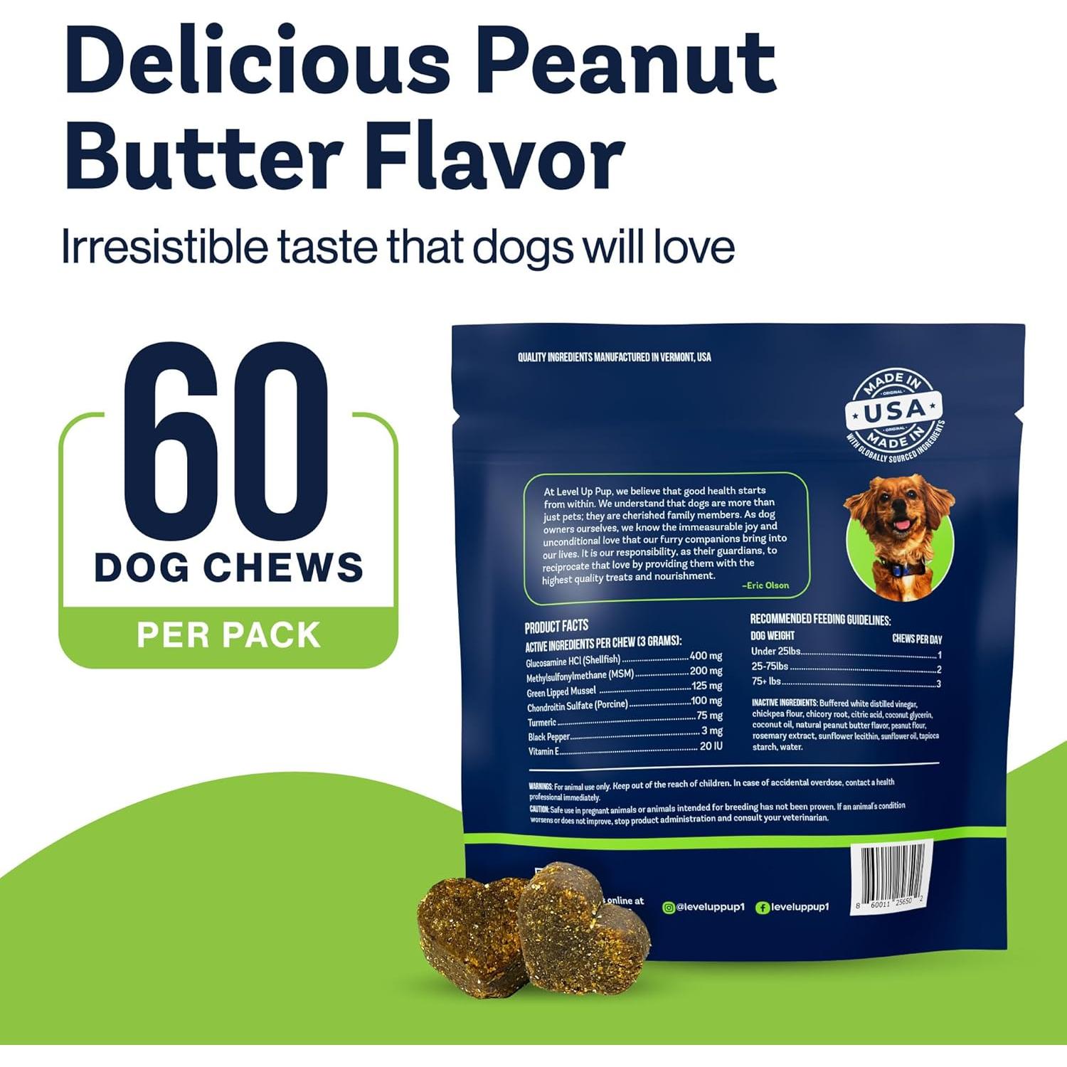 Suplemento Articular LVL Up Pup para Perros Mayores - Glucosamina y Condroitina