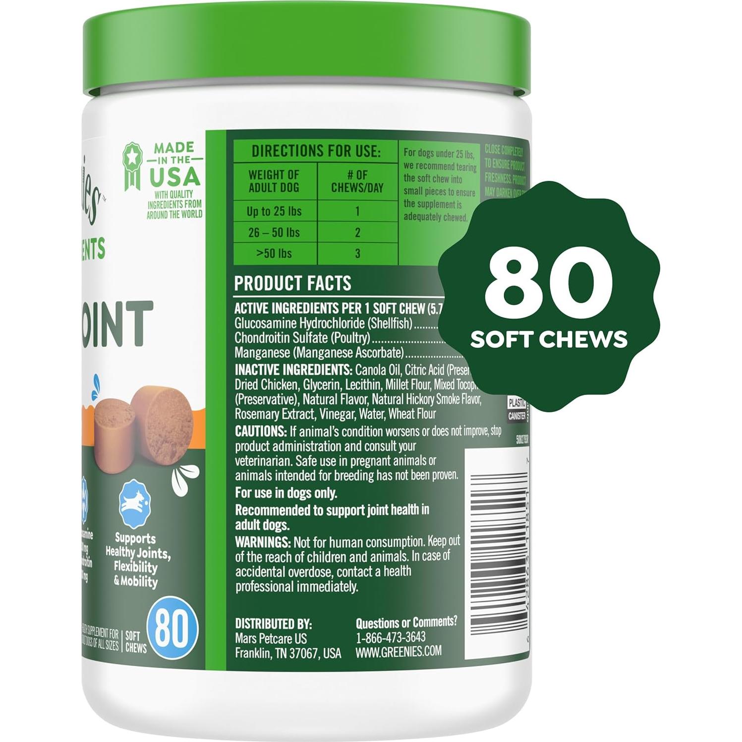 Suplementos Greenies para Caderas y Articulaciones 459 g