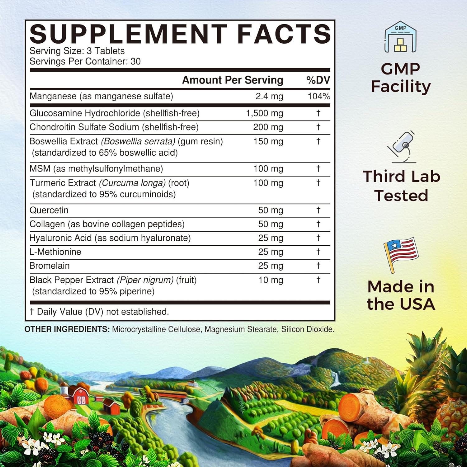 Vitalitown Glucosamina Condroitina MSM 240 Tabletas Sin Mariscos