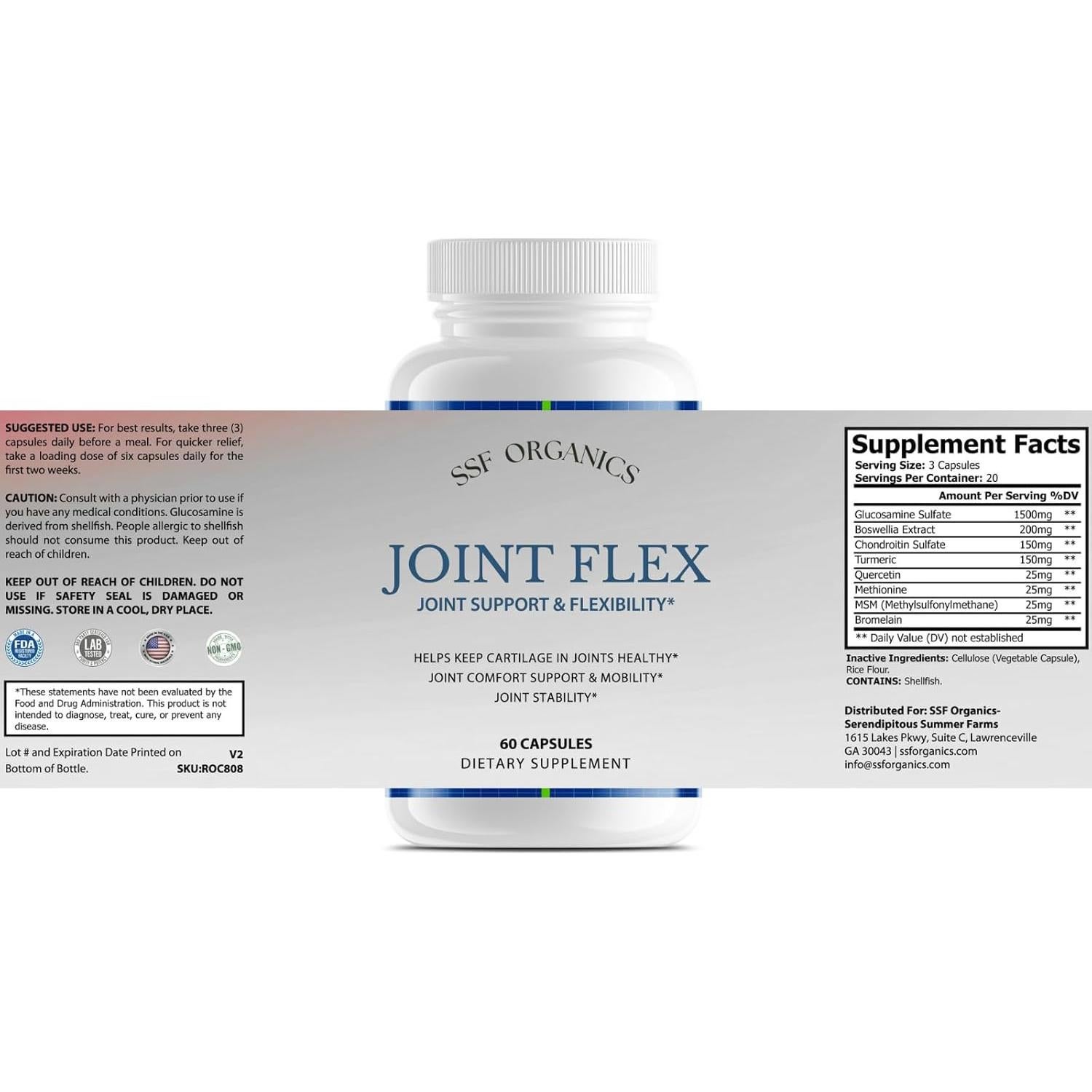 Cápsulas Joint Flex SSF Organics - Suplemento Articular 60ct