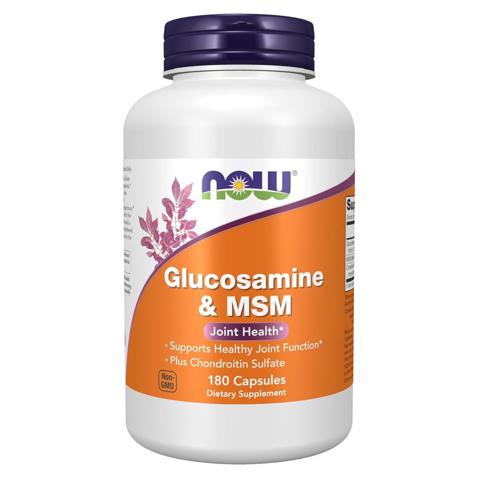 NOW Foods Glucosamina MSM y Sulfato de Condroitina 180 Cápsulas Veganas