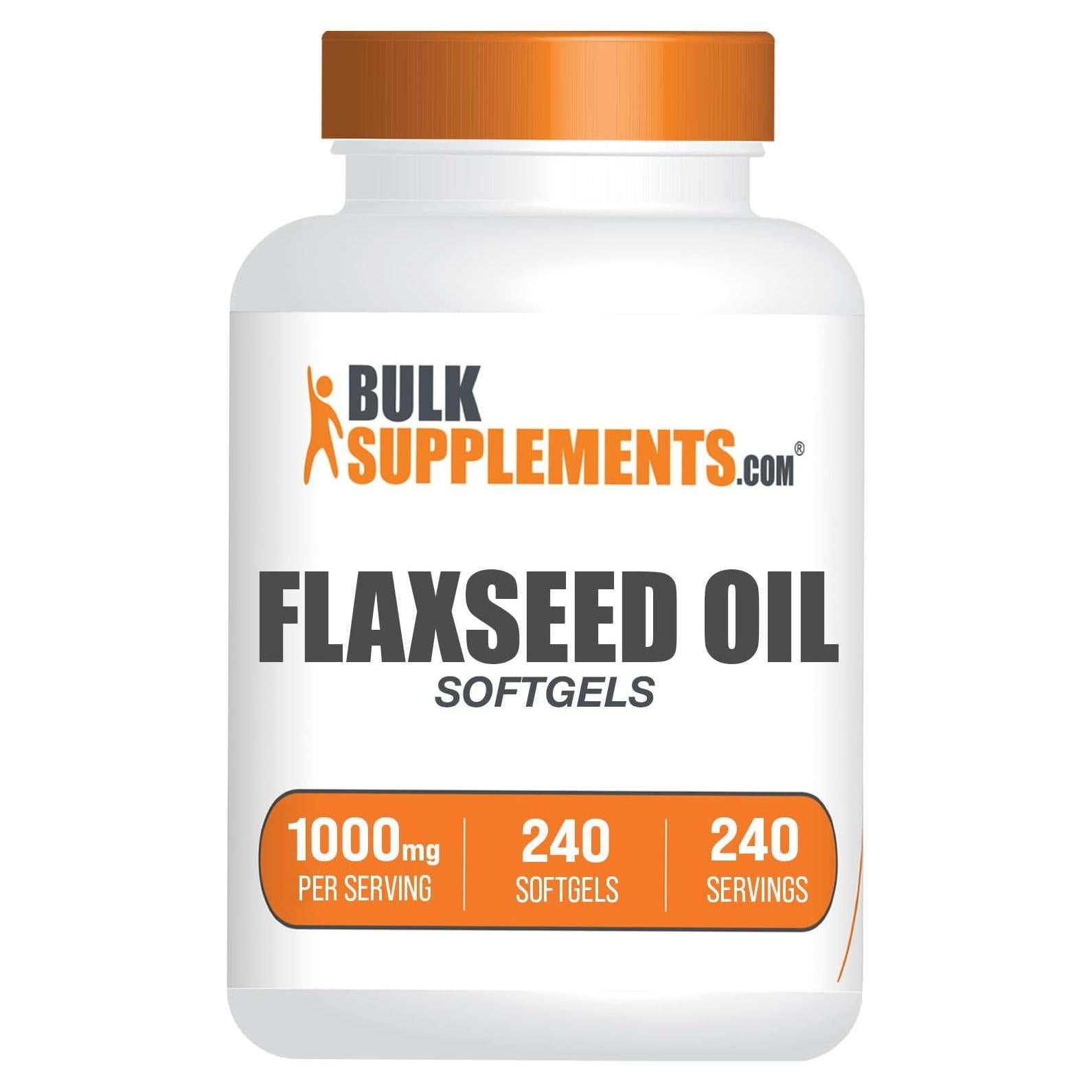 Gelatinas de Aceite de Semilla de Lino BulkSupplements 1000mg 240 Cápsulas